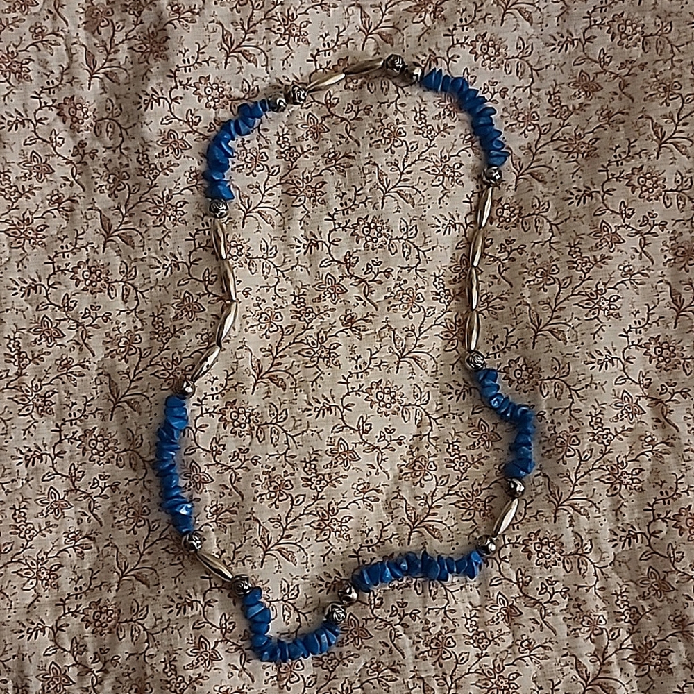 Women's Natural Stone Turquoise and Sterling Silver 13" Necklace